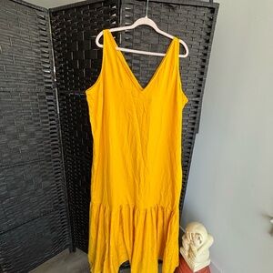 Boohoo Plus Mustard V-Neck Maxi Dress